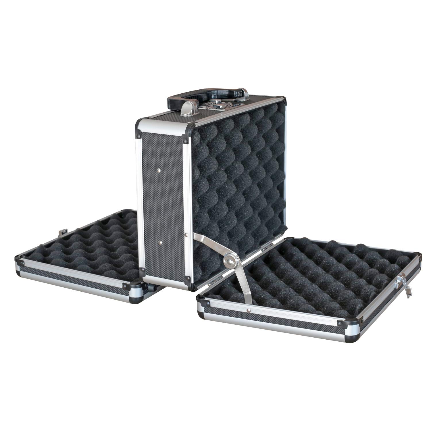 HMF 14411-02 Aluminium Gun Case for Two Pistols | Two-Sided | 31 x 26 x 15 cm | Black