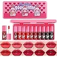 10 Colors Lip Tint Stain Set,Korean Lip Gloss,Watery Lip Stain Mini Liquid Lipstick Waterproof,Moisturizing Lip Stain Set Multi-Use Lip and Cheek Tint,Non-Stick Cup,Lightweight,Vivid Color Lip Makeup