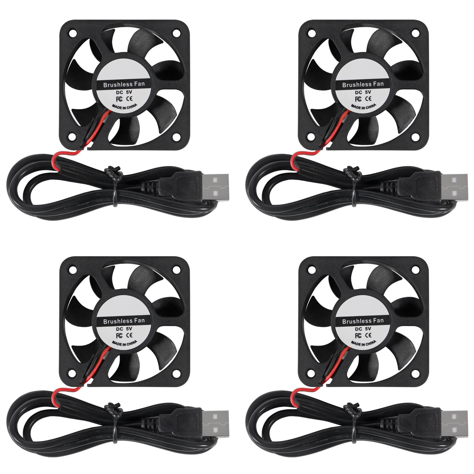 Photo 1 of UMLIFE 50mm Fan 5V USB Brushless DC Cooling Fan, 4 Pack Speed 4200 RPM Fan for Small Appliances Series Replacement (4 PCS 5010 5V USB)