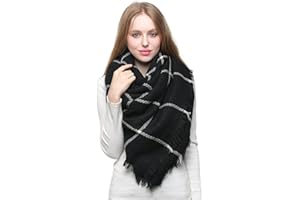 Belle Dame Blanket Scarf for Women Large Square Plaid Checked Tartan Pashmina Shawl Wraps