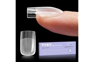 Five Angeles Tipex Instant Apex Nail Tips, Full Cover Gel Nail Tips Short Square Thicker Acrylic Nails,Strong Clear Pre-etched Press-on Nails,Matte Underside False Nails for Flat Nails
