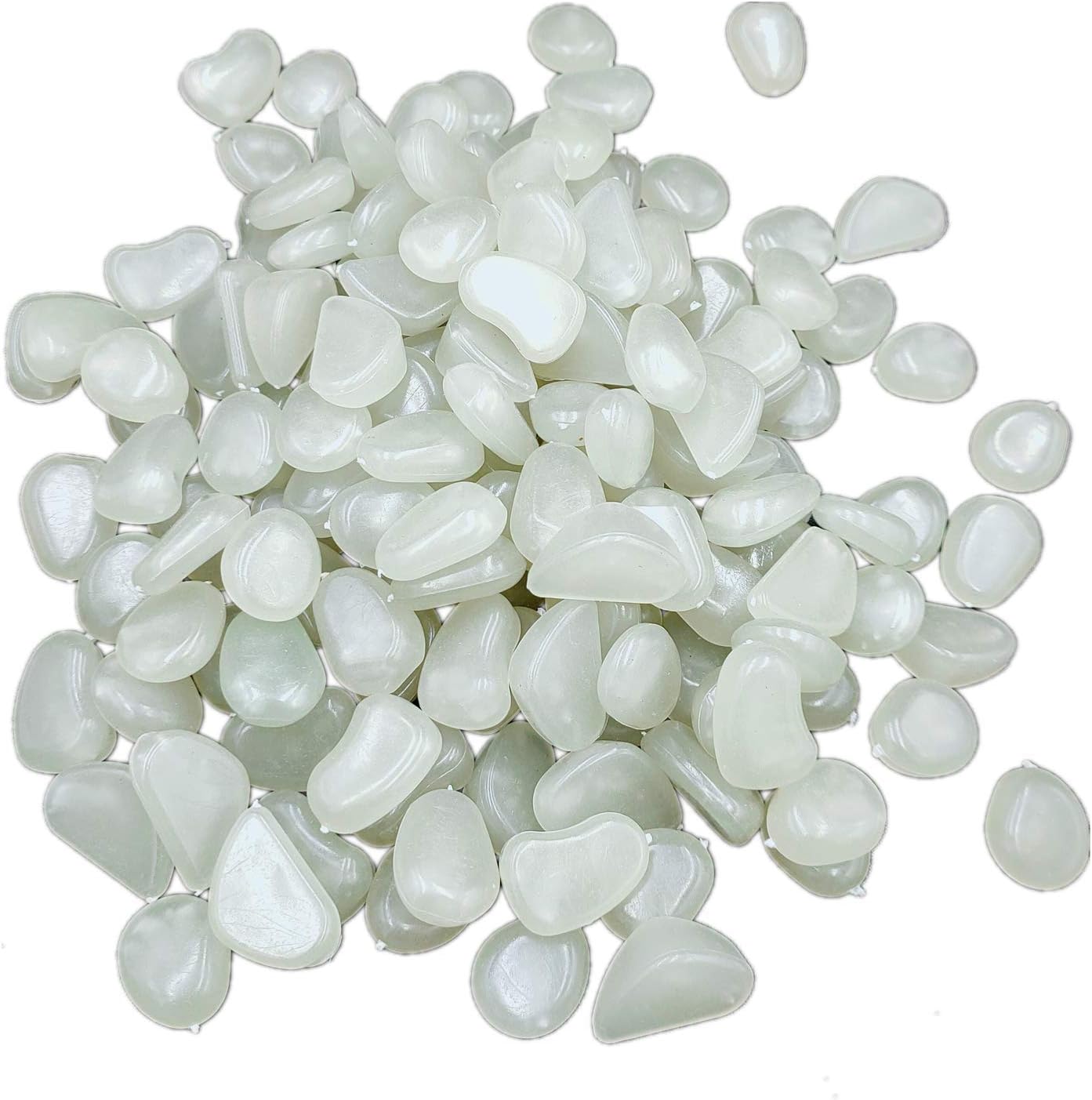 Glowing Rocks, Glow in The Dark Pebbles, Glow Decorative Stones Rocks, Luminous Pebbles for Outdoor Decor, Garden Lawn Yard, Aquarium, Walkway, Fish Tank, Pathway1.1lb，150pcs（ Yellow green(white)) : Garden & Outdoor