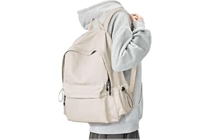 BJLFS White Backpack for Women Men, Waterproof High School Bookbag, Lightweight Casual Travel Daypack, Mini Classic Basic College Backpack, Middle School Bag for Teen Girls Boys Small Cute Laptob Back pack