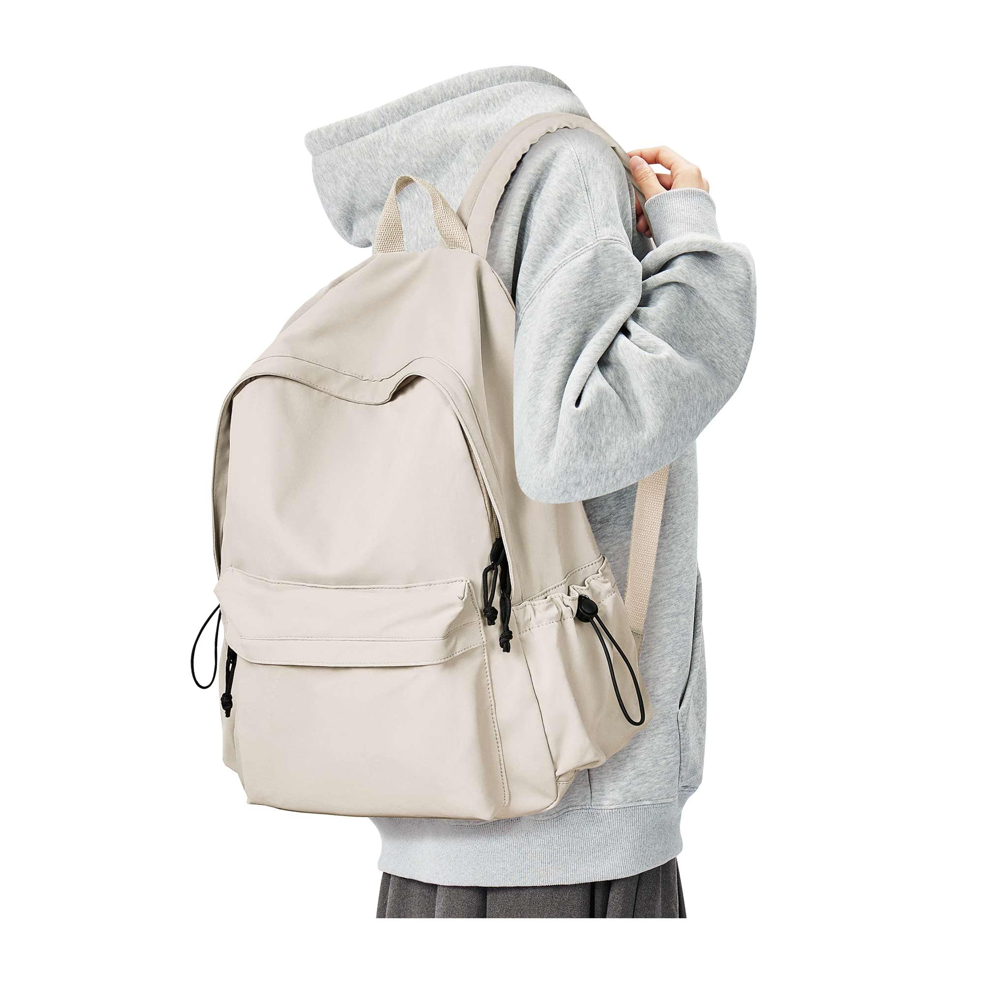 School Female White Backpack Women Cotton School Backpack for Women Men Lightweight Travel Casual  main image 3