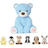 Niuniu Daddy 14" | 3.5 Pound Weighted Bear Stuffed Animal, Giant Blue Weighted Teddy Bear Plush Toy for Kids Adults, Large Big Cute Weighted Body Pillow Plush for Birthday Christmas Holiday Presents