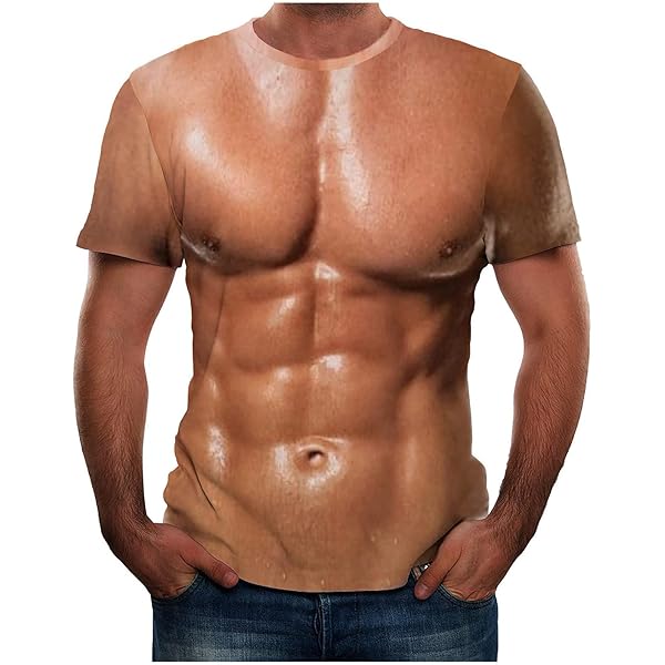 Amazon.com: Funny 3D Muscle Printed Men's Short Sleeve T-Shirt 3D