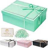 XWCHASA Gift Boxes Textured Box Set with Lid Ribbon Card Mint Green