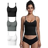 YWBIN 3 Pack Women Basic Scoop Neck Tank Top Summer Going Out Cami Shirt Double Lined Adjustable Camisole Top