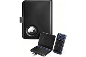 Stouchi AirTag RFID Passport Holder, Premium Vegan Leather Travel Holder with Detachable Magnetic Card Case, 1-Second Pull St