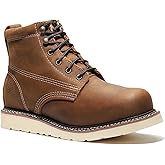 Men’s Premium Leather Bonanza Boots Frontier Classic 6" Plain Toe Work Boot – Crazy Brown | Full-Grain Leather Slip Resistant Non-Marking Rubber Outsole Cushioned Insole Roomy Toe Box Durable Comfort Lace-Up Handcrafted (Crazy Brown, 15, US Footwear Size System, Adult, Men, Numeric, Medium, 5)