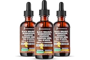 JB WELLNESS CO Wormwood Black Walnut Cleanse for Humans Drops Liquid Soursop Garlic Pumpkin Seed PAU D'Arco Oil of Oregano Turmeric Berberine Neem Extract Hull Bark Tincture - 6 oz