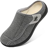 LeIsfIt Mens Slippers Wide Diabetic House Slippers Adjustable Slip On Warm Bedroom House Shoes for Edema Swollen Feet Indoor Outdoor Slipper