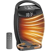 Portable Electric Heaters for Indoor Use - JNDRO 1500W PTC Ceramic Space Heater with Thermostat and Remote, Overheat and Tip-