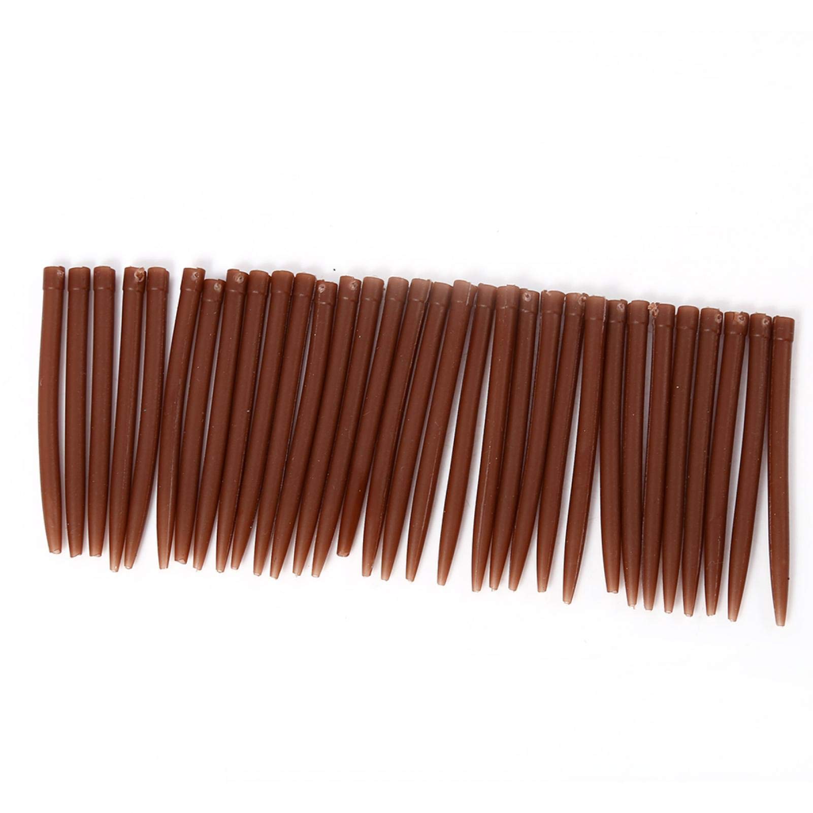 30PCS Fishing Anti Tangle Sleeves 51MM Carp Fishing Terminal Connect Hook Fishing Rubber Tubes Line Aligner(brown)