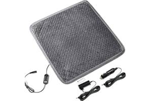 STONECREST CLASSIC HOME DECOR, INC STONECREST Heated Seat Cushion Pad, Breathable Comfort Universal Seat Covers, Seat Protectors (Velvet, 12V-Gray)