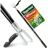 Tegarbed Stand Up Weed Puller, Heavy Duty 43.3" Metal 4-Claw Weeder Tool | 4-Claw Steel Head, Adjustable Long Handle Garden Manual Weeding Tool, Removes Dandelions Thistles, No Bending or Kneeling