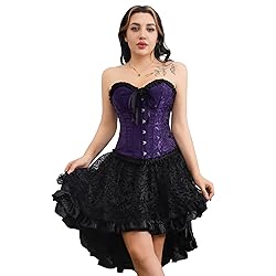 frawirshau Corsets for Women Lace Up Overbust Black