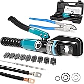Brileine 10 Tons Hydraulic Crimping Tool & Battery Cable Crimper Kit with 9 Dies & Cable Cutter, for 12 AWG to 2/0 AWG Wires,