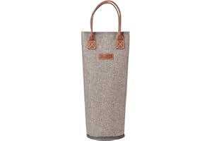 ZORMY Single Bottle Insulated Wine Tote, 1 Bottle Wine Carrier Bag Padded Wine Cooler Perfect Wine Lover's or Wedding Gift-Brushed Khaki
