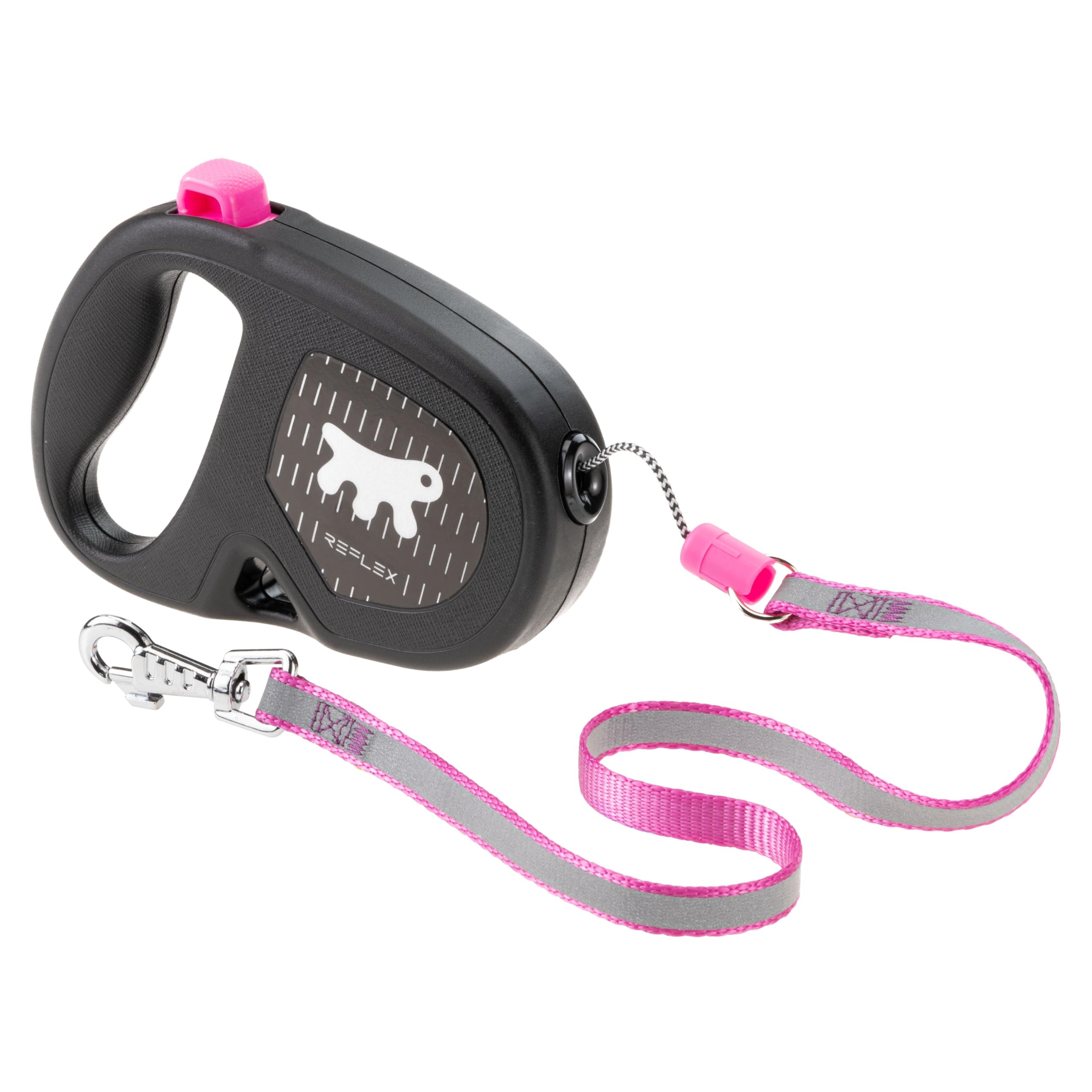 Ferplast FLIPPY ONE REFLEX Reflective Extendable Dog Lead - Evening Walks - Bag Holder - Lock & Release Button - Ergonomic Design - Tape - Max 15 Kg - 4m, Purple