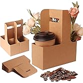 25 Pack 2-Cup/4-Cup Drink Carrier with Handle (12-30oz) | Disposable Paperboard Cup Holder | Foldable Beverage Tray for Hot/Cold Drinks, Coffee to Go, Delivery & Takeout
