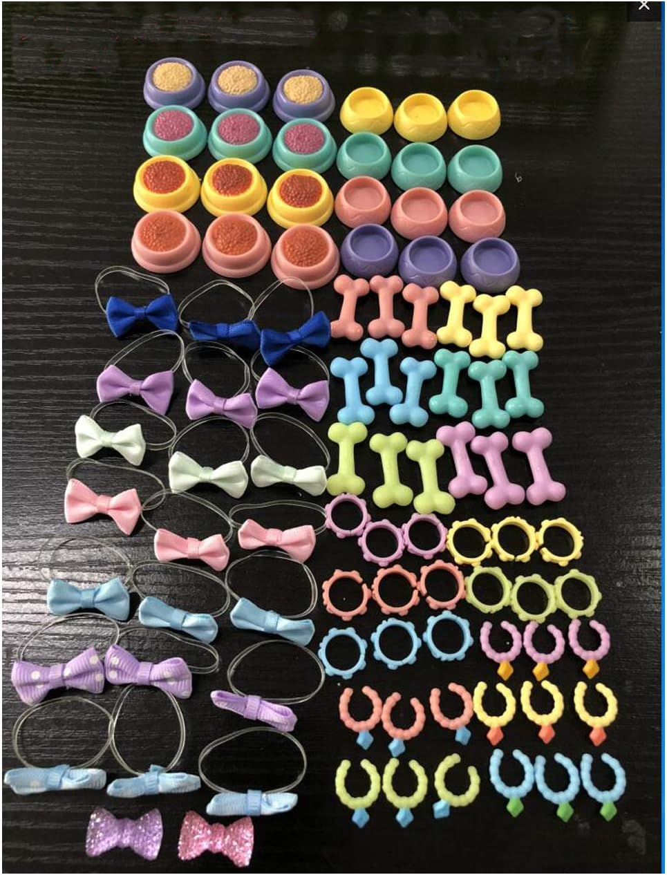 Emma1997 Emma lps Accessories Lot 10pcs Random (Cat Not Included) lps Collars Necklace Bows fit lps Short Hair Cat Kitty Great Dane Cocker Spaniel Collie Rare Figures Collectable, Multicolored, Small