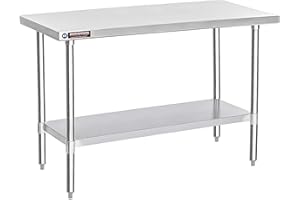 DuraSteel Food Prep Stainless Steel Table - 30 x 60 Inch Commercial Metal Workbench with Adjustable Under Shelf - NSF Certified - For Restaurant, Warehouse, Home, Kitchen, Garage