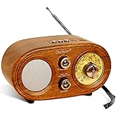 Oncheer Portable Retro Vintage Bluetooth Speaker Radio, FM/AM/SW 3 Band, Adjustable Antenna, Battery Powered, Support TF Card, USB Playing Music, Home Decor Gifts for Friends Family -Brown Color
