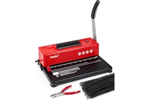 Noaln 46-Hole Binding Machine Spiral Coil Binder,DIY Book Binder Kits with Electric Coil Inserter,4:1 Pitch 500 Sheets,Come with 100pcs Comb Binding Spines,1 Coil Crimper Pliers,for School Office Home