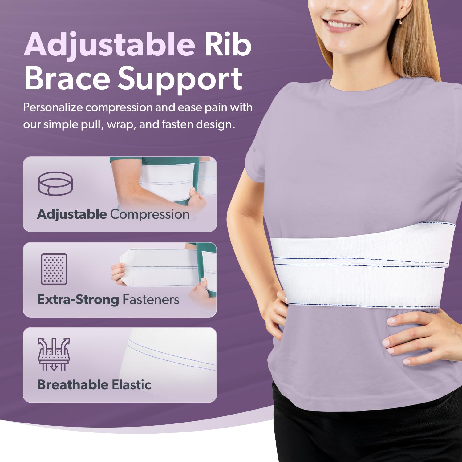 BraceAbility Broken Rib Brace for Women and Men - Rib Protector Compression Wrap, Chest Support Belt for Bruised, Fractured, Dislocated Ribs, Costochondritis Relief, Sternum Brace (Female - White)