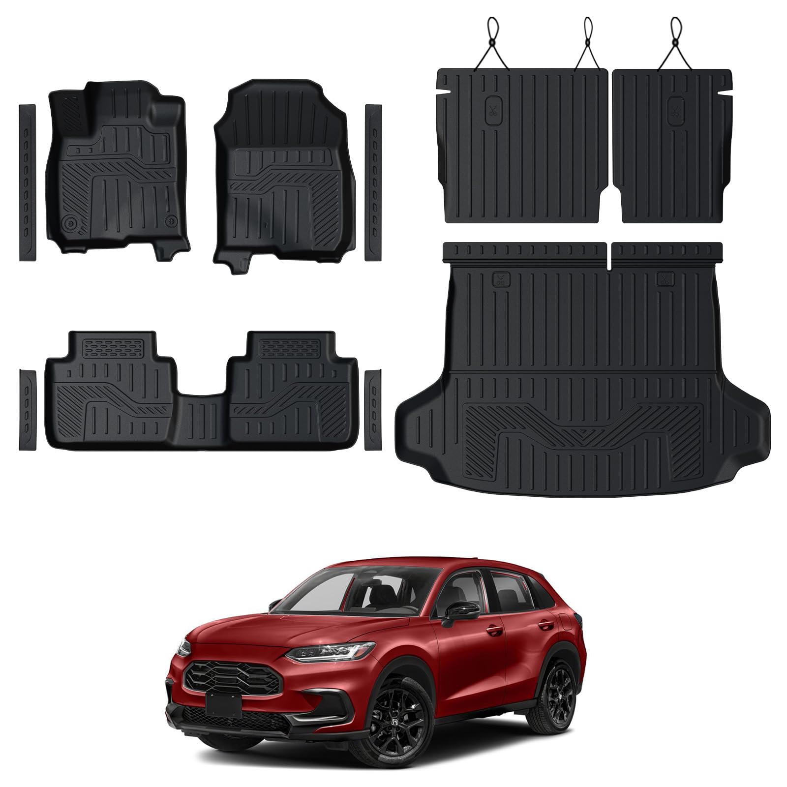 Photo 1 of GALVAGNITE Floor Mats Set for Honda HR-V 2026 2025 2024 2023(Hybrid & Gasoline), Full Coverage All Weather Floor Mats Cargo Mat with Backrest Protectors & Door Sill Guards for Honda HRV Accessories