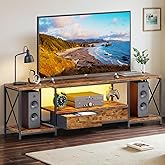 LED TV Stand for 75 70 Inch TV with Fabric Drawers LED Entertainment Center Television Stands with Storage Shelves for Living Room, Bedroom, TV Console Table 63" Rustic Brown