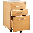 MMT Mobile 3 Drawer Under Desk Lockable Beech Pedestal Unit 42 x 44 x 68cm (w x d x h)