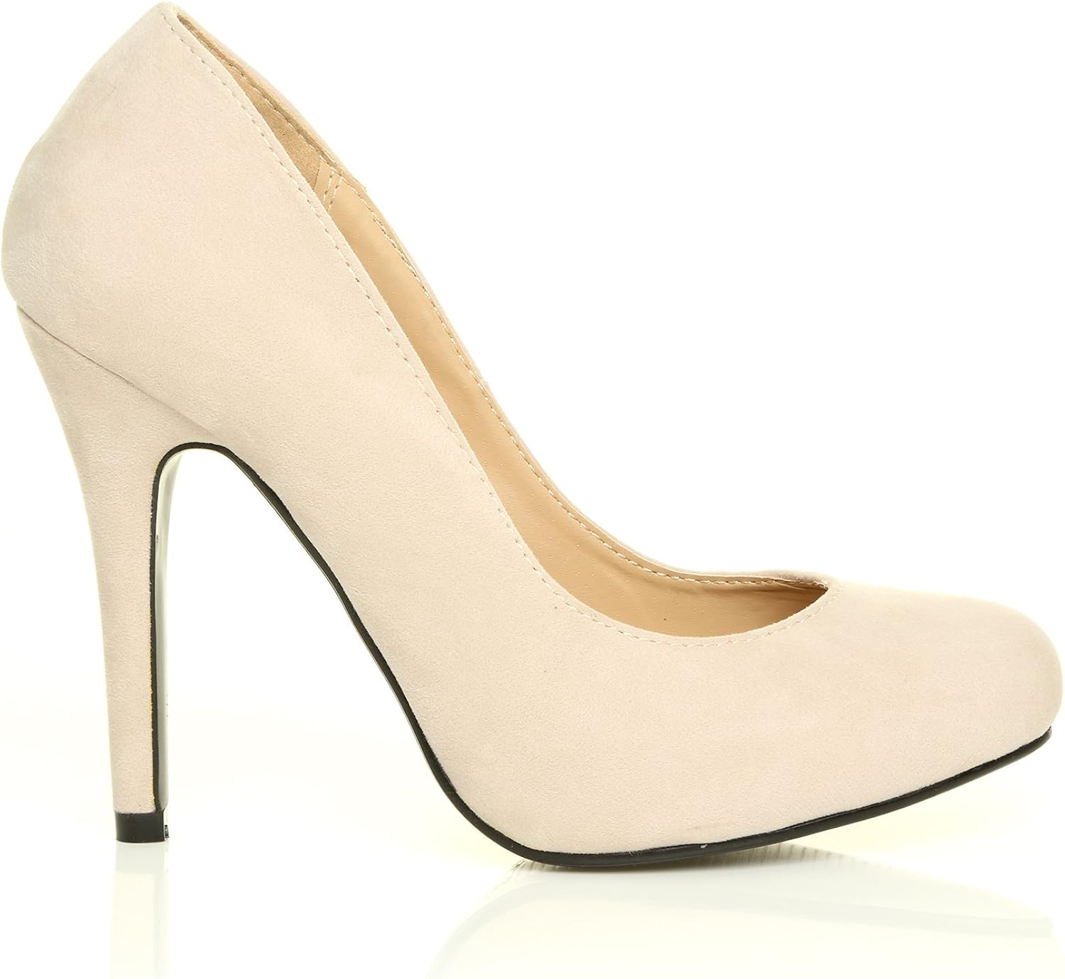 Amazon.com | HILLARY Women's Faux Suede Stiletto High Heel Nude Court Shoes Size 10 | Pumps