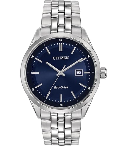 Citizen Men's Classic Corso Eco-Drive Watch, 3-Hand Date, Luminous Hands, Stainless/ Blue Dial : Clothing, Shoes & Jewelry