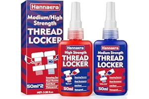 Thread Lock Blue and Red 50 ML*2, Threadlocker Medium & High Strength, Thread Locker for Nuts, Bolts, Fasteners, Metals, Agai