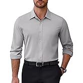 Alimens & Gentle Mens Dress Shirts Stretch Solid Wrinkle Free Button Down Shirt Casual Business Wedding Button Up Shirt