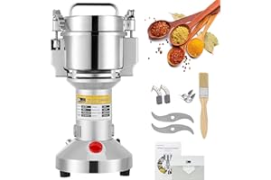 CGOLDENWALL 300g Electric Grain Mill Grinder Safety Upgraded Spice Grinder Pulverizer Stainless Steel Machine for Dry Spices 