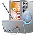 TORRAS 360°Spin Magnetic Kickstand for Samsung Galaxy S24 Ultra Case, Compatible with Magsafe, Military Grade Shockproof Slim Protective S24 Ultra Phone Case with Stand&Ring Holder, Ostand Spin, Grey