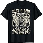 Rock Band Rock Concert Just A Girl Who Loves Rock and Roll T-Shirt