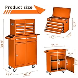 SumKea Wheels, Box, 5 Drawer Rolling Tool Chest and