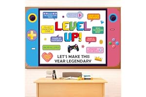 Video Game Bulletin Board Decorations Set with Borders Level up Motivational Cutouts Decor for Teachers Back to School Bullet