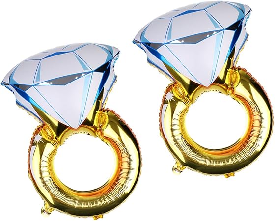 Amazon プロポーズ 結婚式 パーティー デコレーション ダイヤモンド指輪デザイン フォイル風船 2個入り リング 指輪 おもちゃ