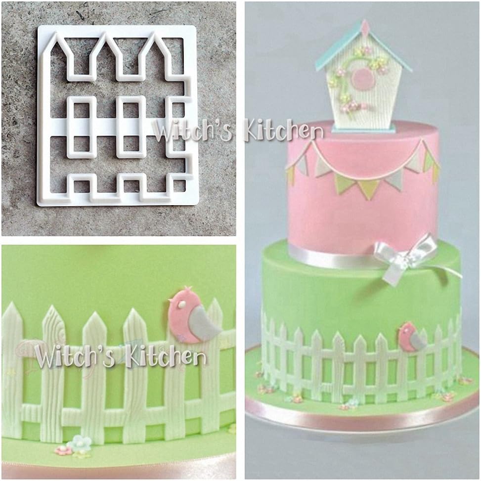 Amazon Com Moldfun 2pcs Wood Fence Cookie Cutter Plastic Mold For Fondant Gum Paste Polymer Clay Cake Border Decorating Kitchen Dining