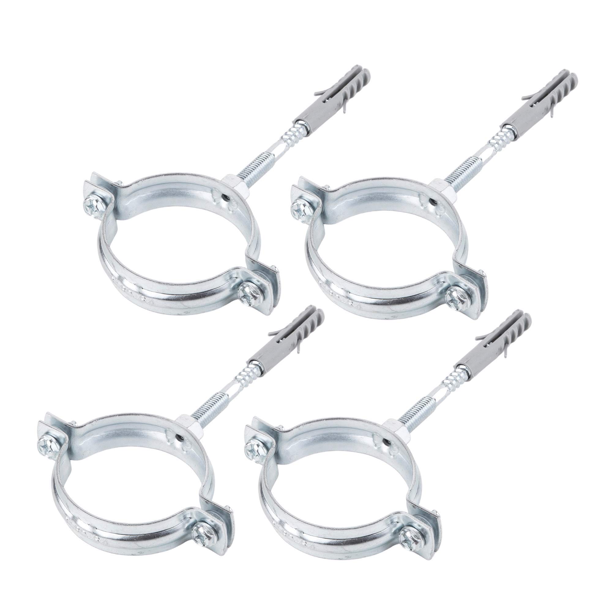 (Pack of 4 pcs) Metal Pipe Brackets Clips Clamps for Ø 60-64 mm Pipes (4)