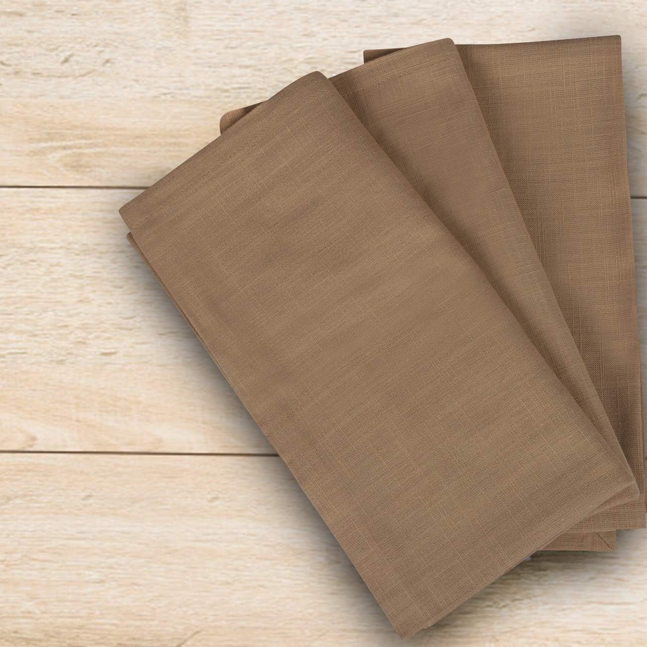 Urban Villa Solid Slub Taupe Color Dinner Napkins Everyday Use Premium Quality 100% Cotton Set of 12 Size 20X20 Inch Over sized Cloth Napkins with Mitered Corners Ultra Soft Durable Hotel Quality: Kitchen & Dining