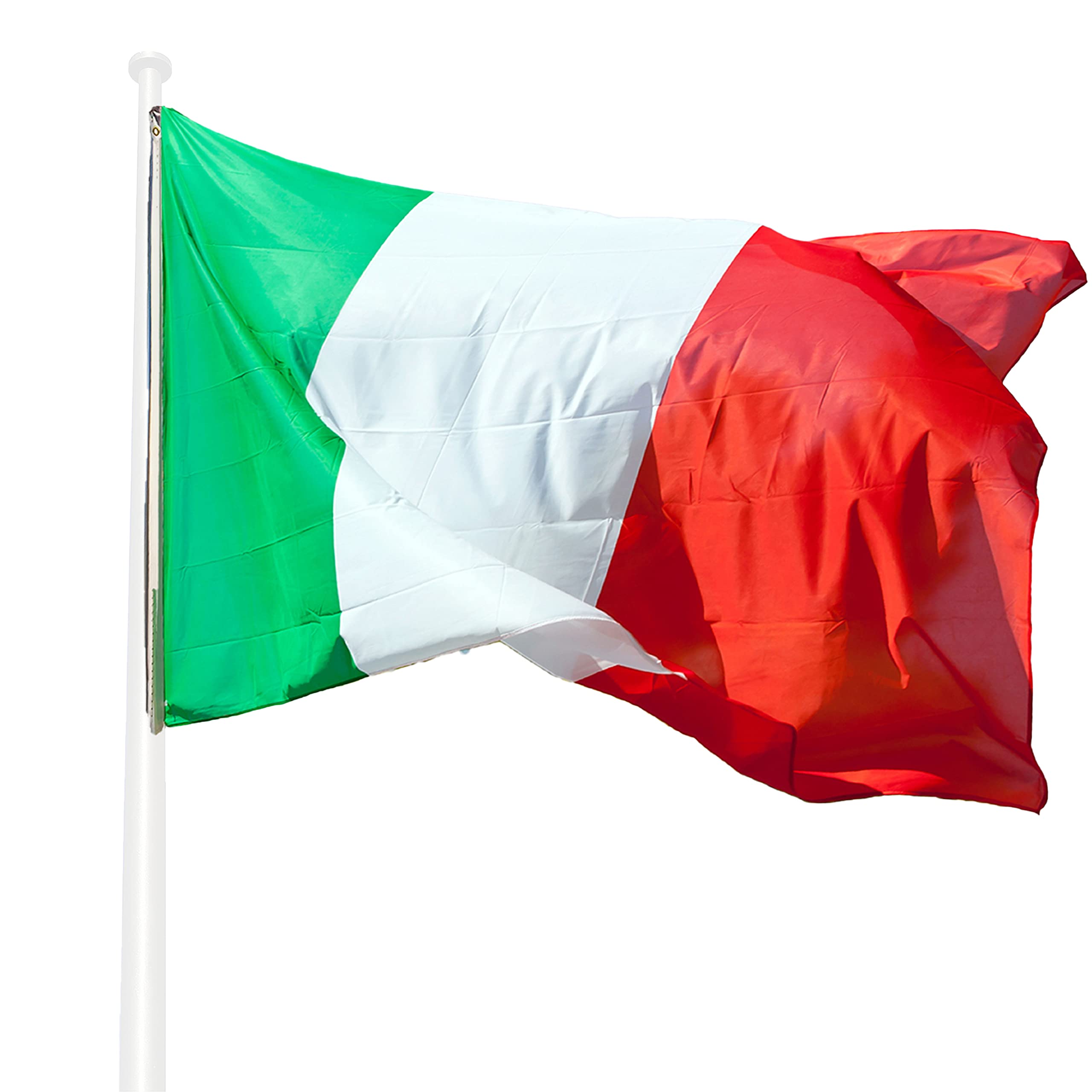 Klikil Italian Flag Made of Nautical Windproof Polyester – 1 Piece – Flags Fan Item 90 x 150 cm Flag of Italy with Metal Eyelets