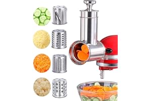 Stainless Steel Slicer Shredder Attachment for KitchenAid Stand Mixers, Large Salad Maker,Cheese Grater Accessories with 4 Bl