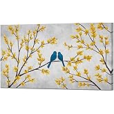 DuoBaorom Blue Bird on YellowTree Branch Canvas Wall Art Large Artwork Picture Bedroom Living Room Decor 20"x36"