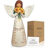 KONIDUN Sunflower Gifts for Women, Sunflower Angel Statue with Bible Verse, Christian Gift fo Mother, Baptism Gift for Girl, Resin Sculpture Figurine for Shelf, Mantel, Church, Tabletop Decor